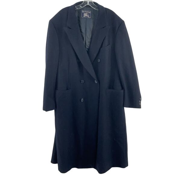Burberry Vintage 80s Men's 2XL Navy Wool Double Breasted Cashmere Pea Coat